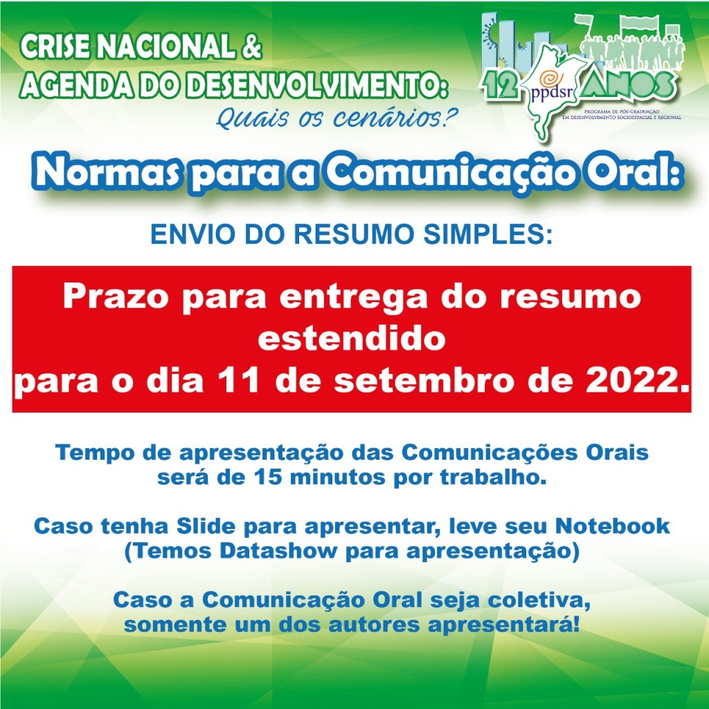 prorrogação envio de resumo
